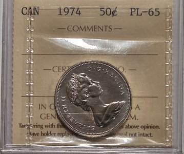 1974 50 cent Graded PL-65