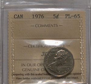 1976 5 cent Graded PL-65