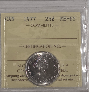 1977 25 cent Graded MS-65