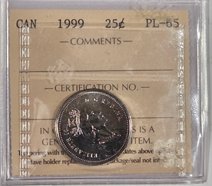 1999 25 cent Graded PL-65