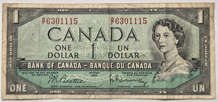 $1.00 Banknote 1954 Beattie-Rasminsky - BF6301115 image 0