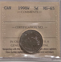 1998W 5 Cent MS65 image 1