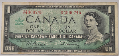$1.00 Banknote 1967 Beattie-Rasminsky - HP4900745 image 0