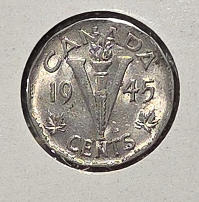 1945 5 Cent Victory Nickel Steel image 2